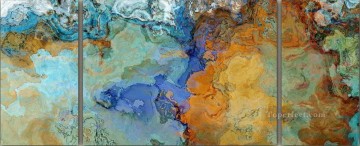 tríptico paisaje marino abstracto marrón Pinturas al óleo